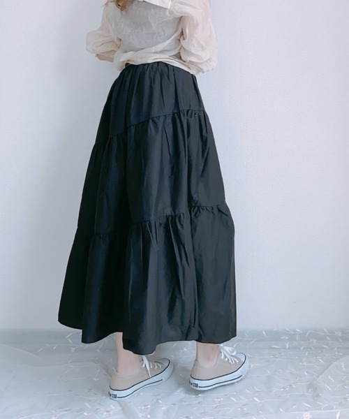 ap retro（アプレトロ）の「アシメティアードロングスカート【ZOZO限定アイテム】（スカート・レディース・ブラック/ベージュ/カーキ/モカ/ダークグリーン・FREE）」の8枚目の写真