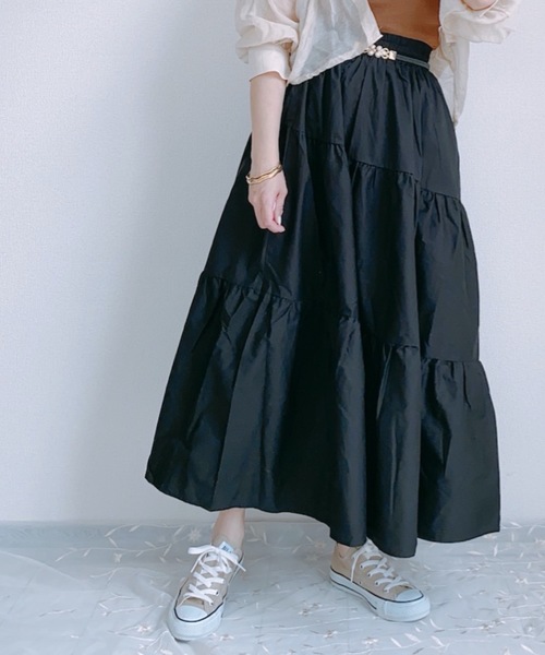 ap retro（アプレトロ）の「アシメティアードロングスカート【ZOZO限定アイテム】（スカート・レディース・ブラック/ベージュ/カーキ/モカ/ダークグリーン・FREE）」の6枚目の写真