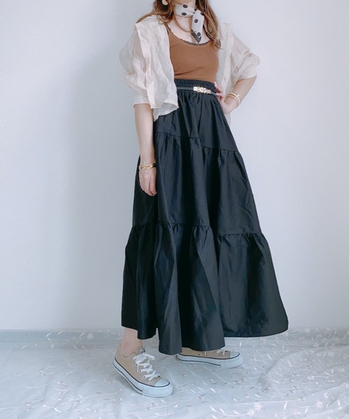 ap retro（アプレトロ）の「アシメティアードロングスカート【ZOZO限定アイテム】（スカート・レディース・ブラック/ベージュ/カーキ/モカ/ダークグリーン・FREE）」の10枚目の写真