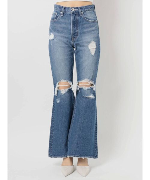 GYDA（ジェイダ）の「KNEEダメージベルボトムデニムパンツ（デニムパンツ・レディース・アイボリー/ブルー/ライトブルー・X-SMALL/SMALL/MEDIUM）」の16枚目の写真