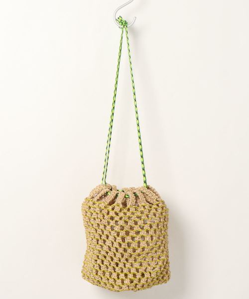 kakatoo（カカトゥ）の「カカトゥ kakatoo / カラーコードサイザル巾着バッグ（ショルダーバッグ・レディース・ブラック/レッド/ピンク/グリーン・FREE）」の3枚目の写真