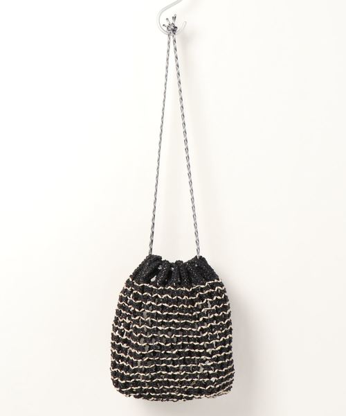 kakatoo（カカトゥ）の「カカトゥ kakatoo / カラーコードサイザル巾着バッグ（ショルダーバッグ・レディース・ブラック/レッド/ピンク/グリーン・FREE）」の2枚目の写真