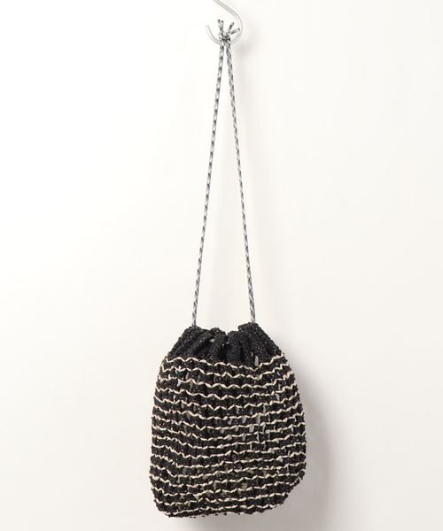 kakatoo（カカトゥ）の「カカトゥ kakatoo / カラーコードサイザル巾着バッグ（ショルダーバッグ・レディース・ブラック/レッド/ピンク/グリーン・FREE）」の5枚目の写真