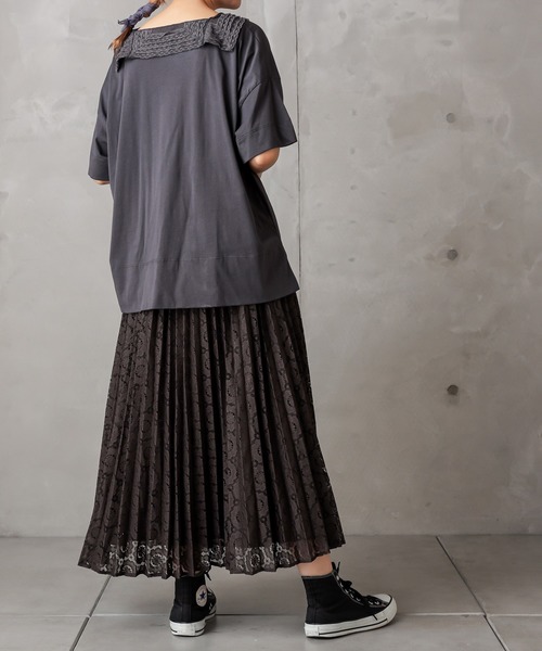 PUAL CE CIN（ピュアルセシン）の「シルケット衿レースT（Tシャツ/カットソー・レディース・ベージュ/ブラック/グレー・FREE）」の8枚目の写真