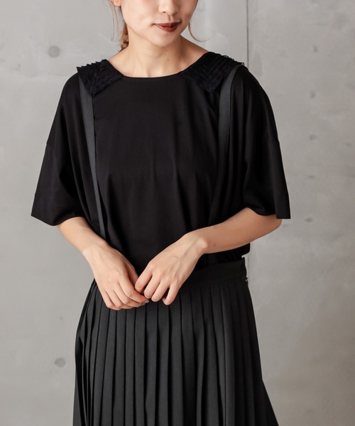 PUAL CE CIN（ピュアルセシン）の「シルケット衿レースT（Tシャツ/カットソー・レディース・ベージュ/ブラック/グレー・FREE）」の19枚目の写真