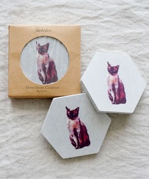 Jubilee（ジュビリー）の「珪藻土コースター 同柄 2枚セット キャット（キッチンツール）」
