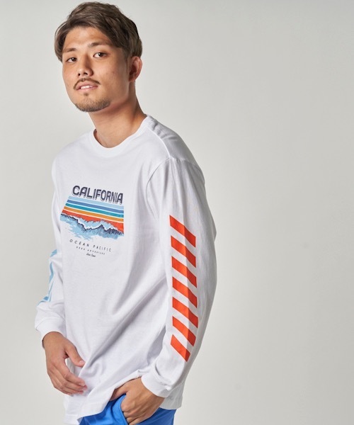 Ocean Pacific(オーシャンパシフィック)の「【OP/オーピー】プリントロングTシャツ / ユニセックス 長袖 サーフカジュアル(Tシャツ/カットソー・メンズ・ホワイト/ネイビー・MEDIUM/LARGE/X-LARGE)」の11枚目の写真