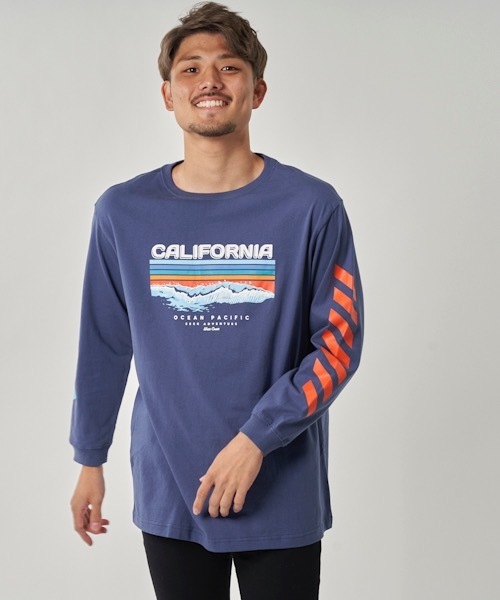 Ocean Pacific(オーシャンパシフィック)の「【OP/オーピー】プリントロングTシャツ / ユニセックス 長袖 サーフカジュアル(Tシャツ/カットソー・メンズ・ホワイト/ネイビー・MEDIUM/LARGE/X-LARGE)」の9枚目の写真