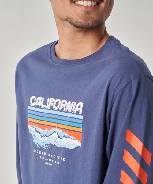 Ocean Pacific(オーシャンパシフィック)の「【OP/オーピー】プリントロングTシャツ / ユニセックス 長袖 サーフカジュアル(Tシャツ/カットソー・メンズ・ホワイト/ネイビー・MEDIUM/LARGE/X-LARGE)」の6枚目の写真