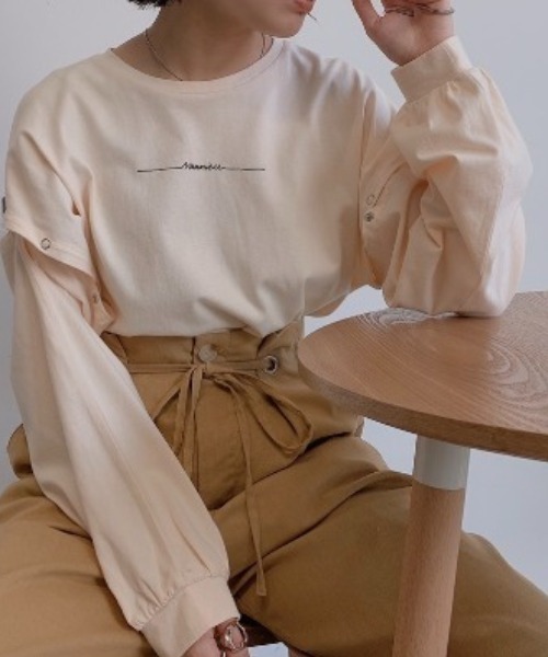 VANNIE U(ヴァニーユー)の「チラロゴロンT(Tシャツ/カットソー・レディース・ライトグリーン/ホワイト/ベージュ/ブラック・FREE)」の2枚目の写真