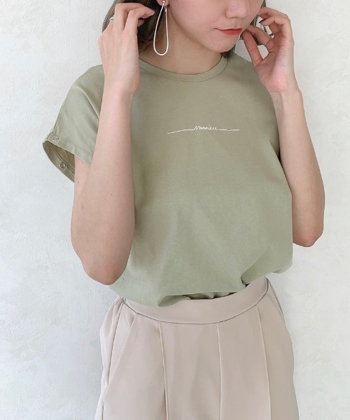VANNIE U(ヴァニーユー)の「チラロゴロンT(Tシャツ/カットソー・レディース・ライトグリーン/ホワイト/ベージュ/ブラック・FREE)」の17枚目の写真