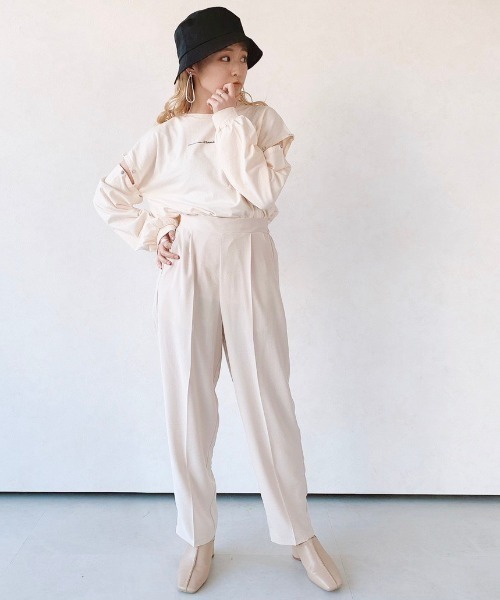 VANNIE U(ヴァニーユー)の「チラロゴロンT(Tシャツ/カットソー・レディース・ライトグリーン/ホワイト/ベージュ/ブラック・FREE)」の7枚目の写真