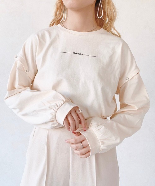 VANNIE U(ヴァニーユー)の「チラロゴロンT(Tシャツ/カットソー・レディース・ライトグリーン/ホワイト/ベージュ/ブラック・FREE)」の5枚目の写真