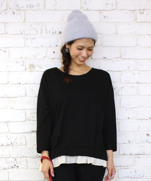 mystic（ミスティック）の「サイドZIP切替プルオーバー（ニット/セーター・レディース・ネイビー/ブラック/オフホワイト/グレー・ﾌﾘ-）」の3枚目の写真