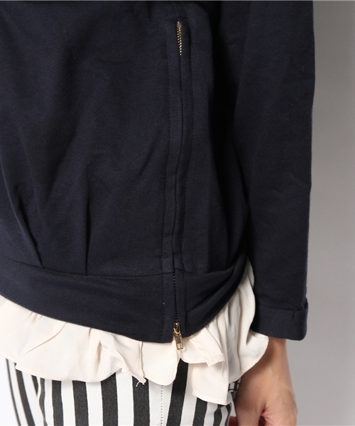 mystic（ミスティック）の「サイドZIP切替プルオーバー（ニット/セーター・レディース・ネイビー/ブラック/オフホワイト/グレー・ﾌﾘ-）」の10枚目の写真
