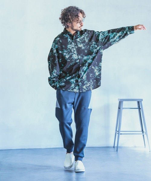 ANGENEHM(アンゲネーム)の「ms4536-Dark Flower Over Size Long Sleeve Shirts (MADE IN JAPAN) シャツ(シャツ/ブラウス・メンズ・グレー/ブルー・S/M/L)」の13枚目の写真