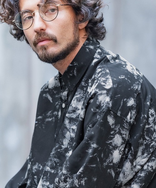 ANGENEHM(アンゲネーム)の「ms4536-Dark Flower Over Size Long Sleeve Shirts (MADE IN JAPAN) シャツ(シャツ/ブラウス・メンズ・グレー/ブルー・S/M/L)」の5枚目の写真