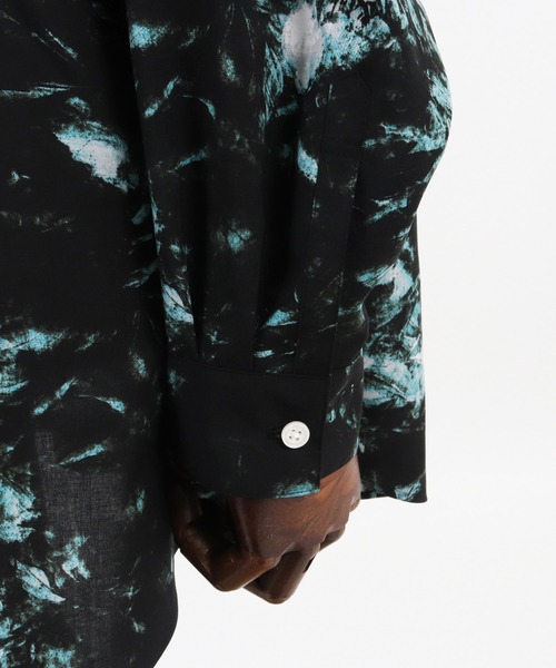 ANGENEHM(アンゲネーム)の「ms4536-Dark Flower Over Size Long Sleeve Shirts (MADE IN JAPAN) シャツ(シャツ/ブラウス・メンズ・グレー/ブルー・S/M/L)」の4枚目の写真