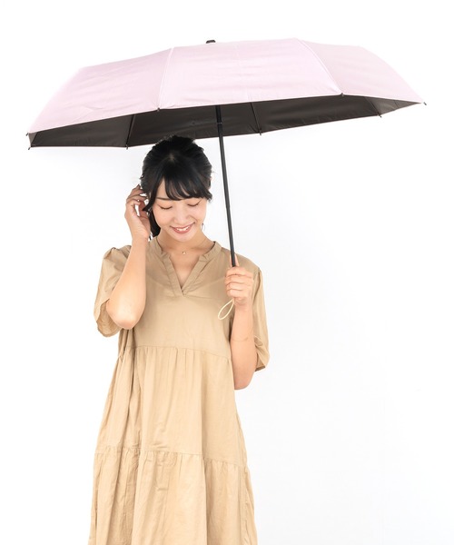 VitaFelice(ヴィータフェリーチェ)の「晴雨兼用 UVカット 折りたたみ日傘 遮光率100%・UV遮蔽率99.9%以上(折りたたみ傘・レディース・ピンク/グレー/ネイビー/オリーブ/ブラック/ブルー/ライム/サンドベージュ/ミント・FREE)」の16枚目の写真