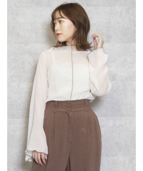 dazzlin（ダズリン）の「楊柳シフォンプルオーバー（Tシャツ/カットソー・レディース・オフホワイト/ブラック/ミント/ベージュ・FREE）」の3枚目の写真