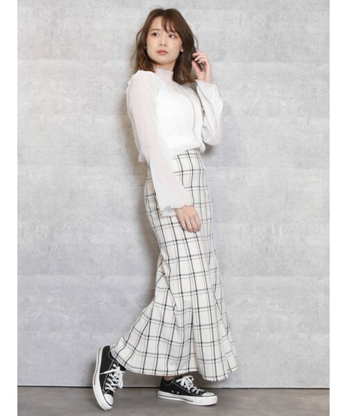 dazzlin（ダズリン）の「楊柳シフォンプルオーバー（Tシャツ/カットソー・レディース・オフホワイト/ブラック/ミント/ベージュ・FREE）」の7枚目の写真