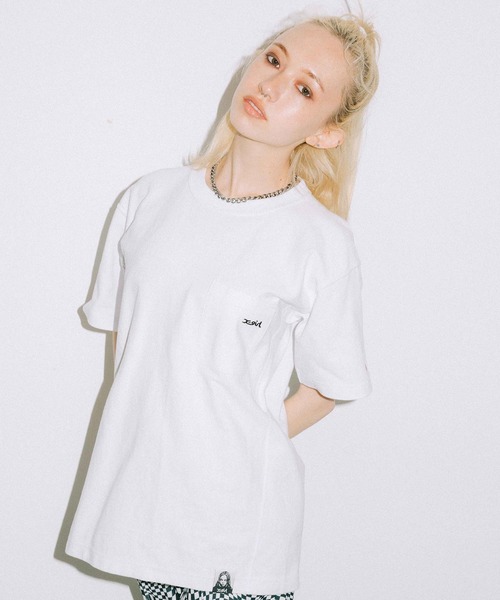 X-girl（エックスガール）の「MOBILE PHONE S/S TEE（Tシャツ/カットソー・レディース・ホワイト/ブラック/ブルー・S/M/L/XL）」の17枚目の写真