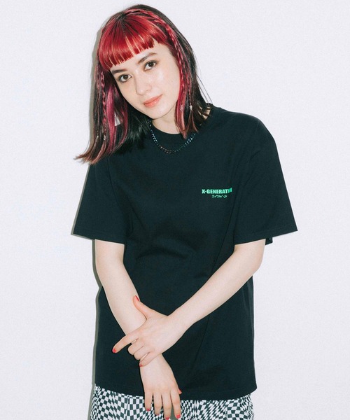 X-girl（エックスガール）の「MOBILE PHONE S/S TEE（Tシャツ/カットソー・レディース・ホワイト/ブラック/ブルー・S/M/L/XL）」の7枚目の写真