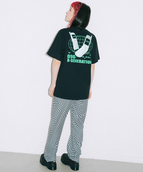 X-girl（エックスガール）の「MOBILE PHONE S/S TEE（Tシャツ/カットソー・レディース・ホワイト/ブラック/ブルー・S/M/L/XL）」の10枚目の写真