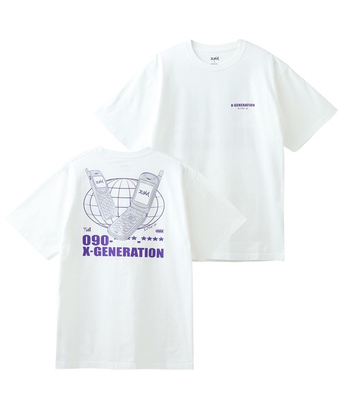 X-girl（エックスガール）の「MOBILE PHONE S/S TEE（Tシャツ/カットソー・レディース・ホワイト/ブラック/ブルー・S/M/L/XL）」の14枚目の写真