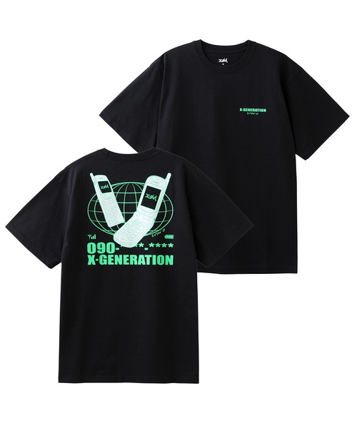 X-girl（エックスガール）の「MOBILE PHONE S/S TEE（Tシャツ/カットソー・レディース・ホワイト/ブラック/ブルー・S/M/L/XL）」の11枚目の写真