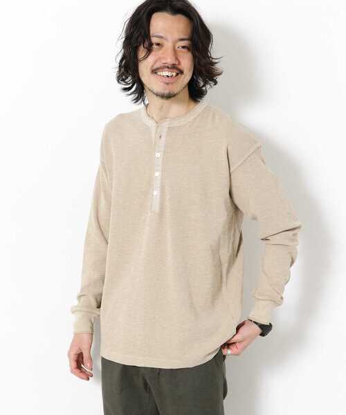 URBAN RESEARCH Sonny Label(アーバンリサーチサニーレーベル)の「ピグメントワッフルヘンリーロングスリーブTシャツ(Tシャツ/カットソー・メンズ・ネイビー/ベージュ/オフホワイト・MEDIUM/LARGE)」の3枚目の写真