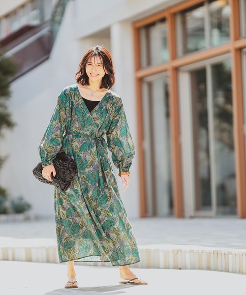 RIVE DROITE（リヴドロワ）の「ワイルドガーデン2WAYカシュクールワンピース（ワンピース・レディース・ピンク/グリーン・FREE）」の3枚目の写真