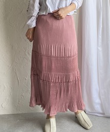 マットサテンシャイニープリーツティアードスカート