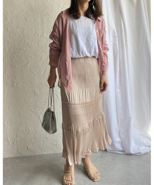 She's Closet(シーズクローゼット)の「マットサテンシャイニープリーツティアードスカート(スカート・レディース・ベージュ/カーキ/ブルー/スモークピンク・FREE)」の8枚目の写真