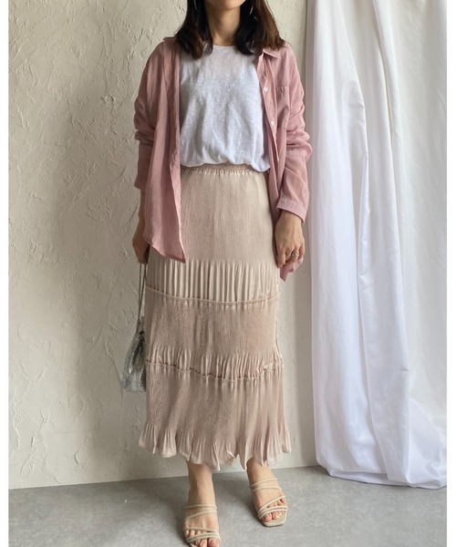 She's Closet(シーズクローゼット)の「マットサテンシャイニープリーツティアードスカート(スカート・レディース・ベージュ/カーキ/ブルー/スモークピンク・FREE)」の9枚目の写真