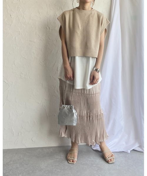 She's Closet(シーズクローゼット)の「マットサテンシャイニープリーツティアードスカート(スカート・レディース・ベージュ/カーキ/ブルー/スモークピンク・FREE)」の10枚目の写真