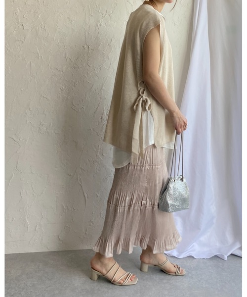 She's Closet(シーズクローゼット)の「マットサテンシャイニープリーツティアードスカート(スカート・レディース・ベージュ/カーキ/ブルー/スモークピンク・FREE)」の16枚目の写真