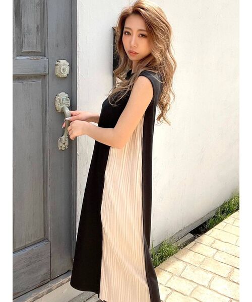 RESEXXY（リゼクシー）の「プリーツレイヤードワンピース（ワンピース・レディース・ブラック/ベージュ/オレンジ・FREE）」の5枚目の写真