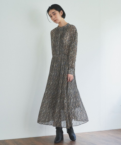 audrey and john wad(オードリーアンドジョンワッド)の「【Audrey and John Wad】シフォンフラワープリントワンピース(ワンピース・レディース・パープル/イエロー/グレイッシュブルー・FREE)」の10枚目の写真