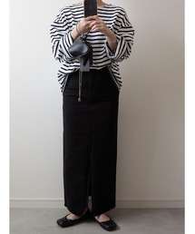 ISOOK | Black denim pencil skirt / ブラックデニムペンシルスカート (mi select)(デニムスカート)