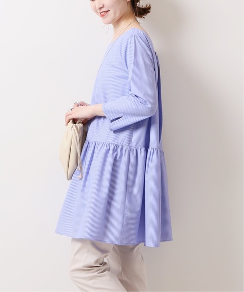 Spick & Span（スピックアンドスパン）の「＃コットンポプリンチュニックブラウス◆（シャツ/ブラウス・レディース・サックスブルー/ホワイト・FREE）」の14枚目の写真