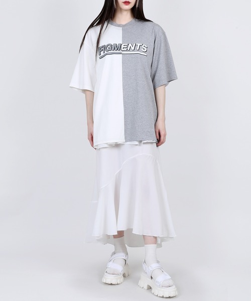 Figments（フィグメンツ）の「再構築ロゴT（Tシャツ/カットソー・レディース・グレー/サックスブルー・SMALL/MEDIUM）」の11枚目の写真