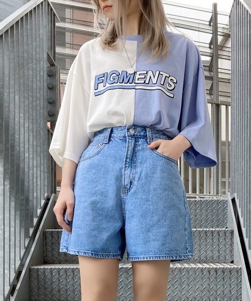 Figments（フィグメンツ）の「再構築ロゴT（Tシャツ/カットソー・レディース・グレー/サックスブルー・SMALL/MEDIUM）」の16枚目の写真