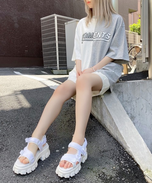 Figments（フィグメンツ）の「再構築ロゴT（Tシャツ/カットソー・レディース・グレー/サックスブルー・SMALL/MEDIUM）」の22枚目の写真