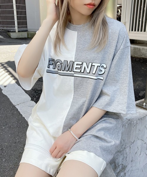 Figments（フィグメンツ）の「再構築ロゴT（Tシャツ/カットソー・レディース・グレー/サックスブルー・SMALL/MEDIUM）」の18枚目の写真
