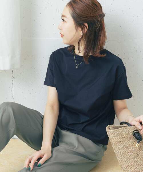 URBAN RESEARCH ROSSO（アーバンリサーチロッソ）の「【一部WEB限定カラー】ウルティマコットンTシャツ（Tシャツ/カットソー・レディース・ネイビー/オフホワイト/モカ/ライトベージュ・FREE）」の4枚目の写真