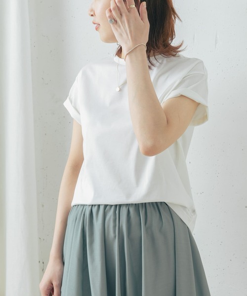 URBAN RESEARCH ROSSO（アーバンリサーチロッソ）の「【一部WEB限定カラー】ウルティマコットンTシャツ（Tシャツ/カットソー・レディース・ネイビー/オフホワイト/モカ/ライトベージュ・FREE）」の9枚目の写真