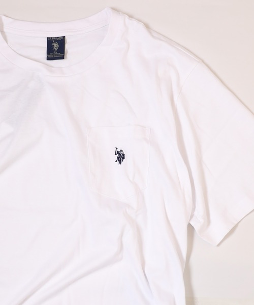 U.S. POLO ASSN.(ユーエスポロアッスン)の「U.S. POLO ASSN./ビッグシルエット ワンポイント刺繍 ポケットクルーネック 半袖Tシャツ 3902(Tシャツ/カットソー・メンズ・ホワイト/グレー/ネイビー/ブラック・SMALL/X-LARGE/LARGE/MEDIUM)」の2枚目の写真