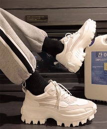 WESTBOY | 【WB ORIGINALS】【2021SS】 Mesh PU Leather Lace-Up Tank Sole Shoes WO21S303SH(スニーカー)