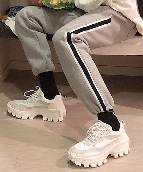 WESTBOY(ウエストボーイ)の「【WB ORIGINALS】 Mesh PU Leather Lace-Up Tank Sole Shoes WO21S303SH(スニーカー・メンズ・ホワイト/ブラック・42/43/40/41)」の4枚目の写真